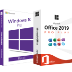 Licențe Windows 10 Pro Retail Full + Office Pro Plus 2019 Retail (asociere cont Microsoft)